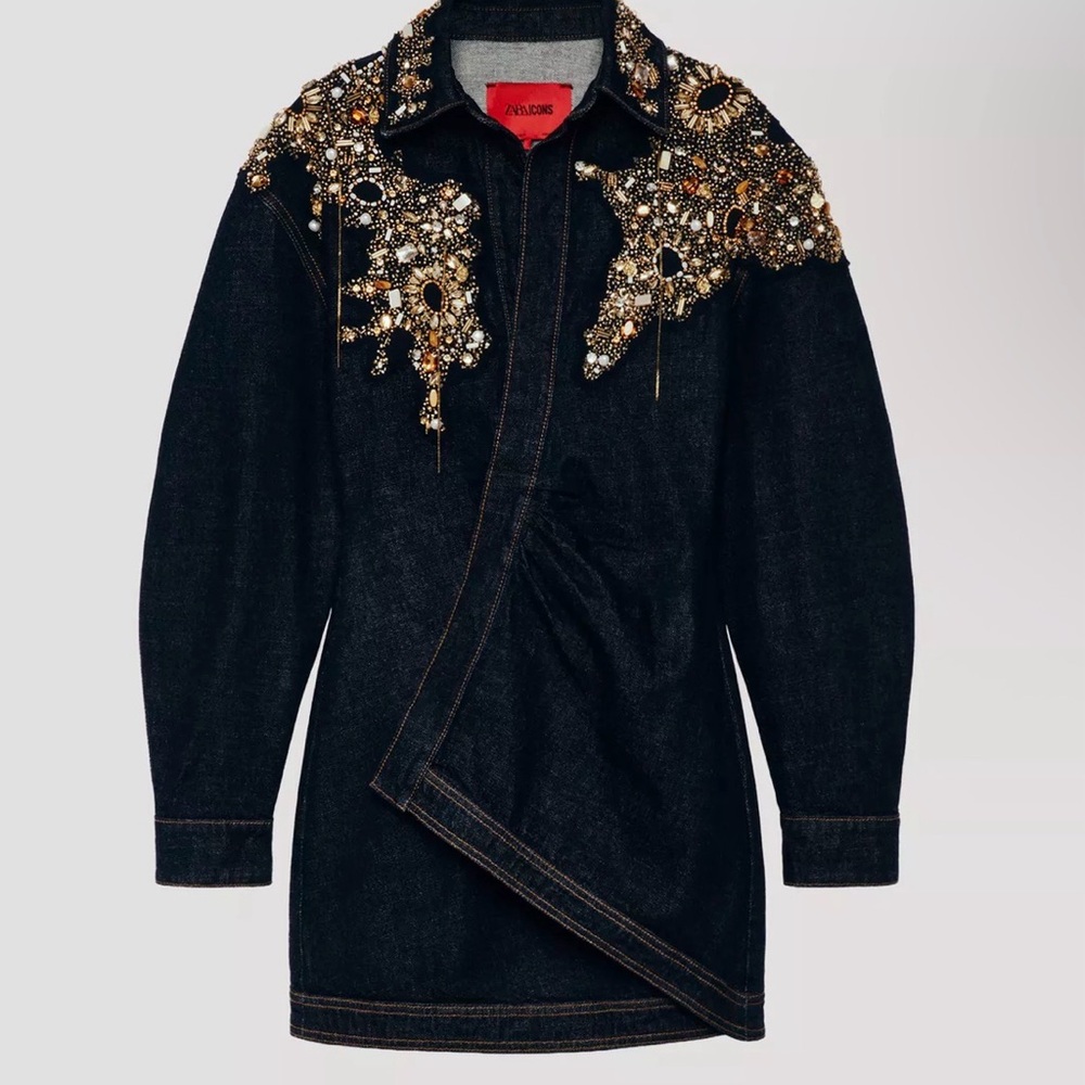 Zara Limited Edition jeweled denim dress